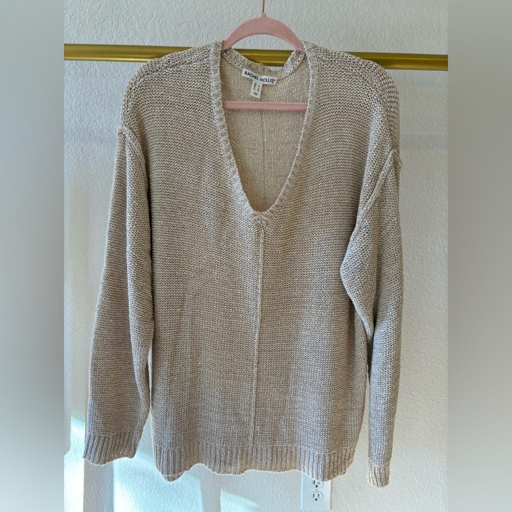 Women’s beige light tan knit sweater large